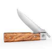 TVYZ04JGL Trivisa Dolphin-JO – Lame Drop Point 14C28N Satinée, Manche Bois d’Olivier, Verrouillage Liner Lock - Livraison Gratuite