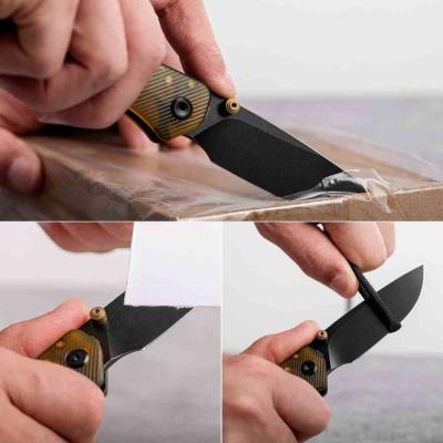 VOSA1607 Couteau pliant Vosteed Marten A1607 | Lame Drop Point acier 154CM 7,6 cm Black Stonewash | Top Liner Lock | Manche Amber PEI – Livraison Gratuite