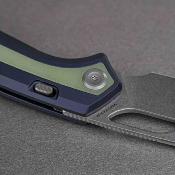 VOSA1814 Vosteed Kroc | Couteau Lame Reverse Tanto Acier S35VN SW | Manche Dark Slate Blue Aluminum & Glow G10 Inlays - Livraison Gratuite