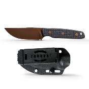 VOSD0106 Couteau Vosteed Mink Copper Dune Lame Clip Point Acier 14C28N Manche Micarta Noir Etui Kydex - Livraison Gratuite