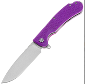DGRWKFPRSW — Couteau Pliant Daggerr Wocket Linerlock Lame Acier 8Cr14MoV Stonewash Manche Plaquettes FRN Violet Thumb Stud Brise-Vitre Livraison Gratuite