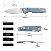 CMB18D CMB Explorer V2 | Couteau Lame Acier 14C28N Drop Point | Manche Blue Micarta | Axis Lock | Livraison Gratuite