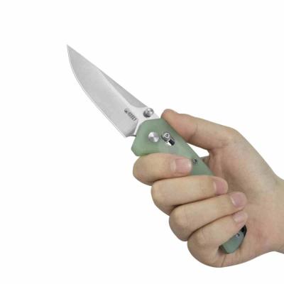 KUB464B Kubey Geri | Couteau Lame Acier 14C28N Satin | Manche G10 Jade | Crossbar Lock | Livraison Gratuite