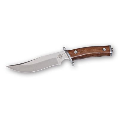 Poignard Maserin Siberian Knife Lame Acier 440 Guilloché Manche Bois Etui Cuir Made In Italy MAS987 - Free Shipping