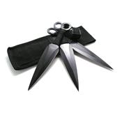 Set de 3 Couteaux de lancer Acier Inox Noir Etui Nylon Thrower Triple Set Ninja Kunai Throwning MI175 - Free Shipping