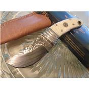 Couteau Old Forge Stubby Skinner Lame Damas 256 Couches Manche Os Etui Cuir OF037 - Free Shipping