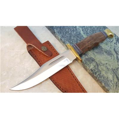 PA203412WD Couteau Bowie Lame Acier Inox Etui Cuir - Livraison Gratuite