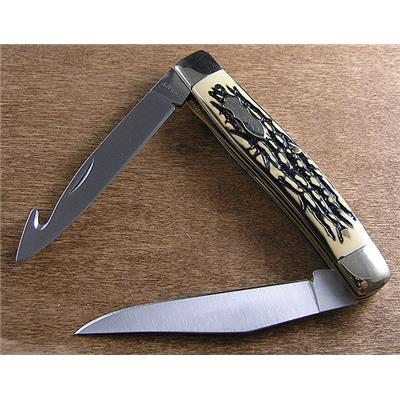 Couteau Schrade Uncle Henry Pro Skinner 2 Lames Acier Carbone Guthook Manche Delrin SCH877UH - Free Shipping