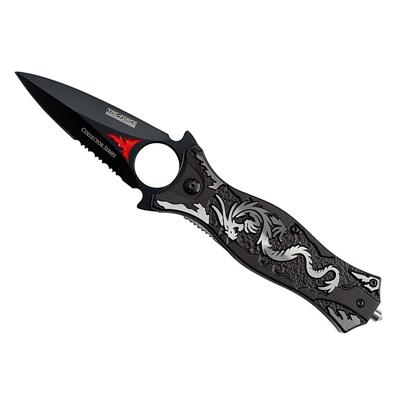 Couteau Dague Tac Force Dragon Linerlock Speed Assisted Manche Alu Kubotan TF707GY - Free Shipping
