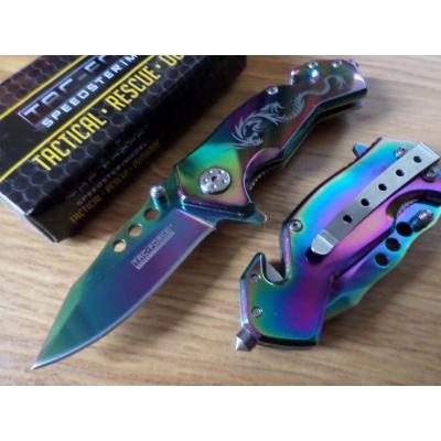 Couteau Tac Force Dragon Rainbow Acier Carbone/Inox Manche Aluminium Rainbow Cutter & Brise Vitres TF759RB - Free Shipping