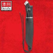 UC2935 Couteau United Cutlery Honshu Boshin Bowie | Lame Acier 7Cr13 Satin Recurve Bowie | Manche Rubber | Housse Cuir | Livraison Gratuite