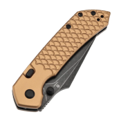 B1034H11 — Couteau Tenable Fenrir Lame Acier Nitro-V Blackwashed Harpoon Manche Aluminium Bronze Texture Fishscale Top Liner Lock Livraison Gratuite