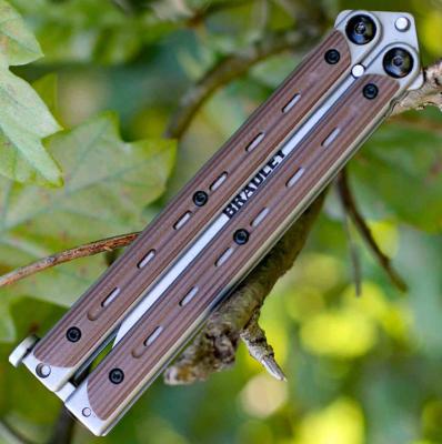 BCC902 Bradley Kimura Butterfly – Couteau Papillon Balisong Lame Acier Inox 154CM Spear Point Bead Blast, Manche G10 Coyote Latch USA – Livraison Gratuite