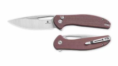 BTKMK18C  Bestechman Whalefin | Couteau Pliant Lame Drop Point Acier D2 Satin/Stonewash | Manche Brown G10 Button Lock - Livraison Gratuite
