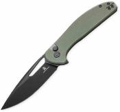BTKMK18D Bestechman Whalefin | Couteau Pliant Lame Drop Point Acier D2 Black PVD | Manche OD Green G10 Button Lock - Livraison Gratuite