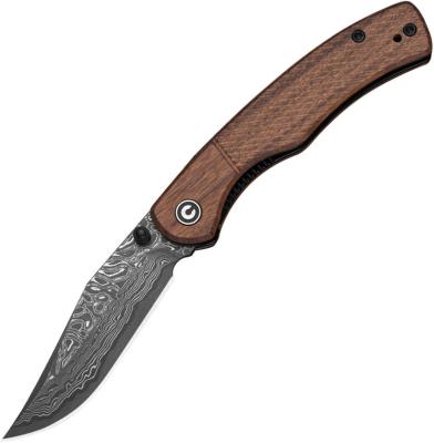 C23065BDS1 CIVIVI Clingman Lame Acier Damas Manche Wood Brown Linerlock - Livraison Gratuite