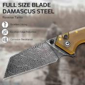 CIVC23028DS1 – CIVIVI Amirite Damas – Couteau Lame Wharncliffe Acier Damas Manche Ultem Button Lock – Livraison Gratuite