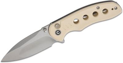 CIVC23085B2 Couteau CIVIVI Triptych Ivory Lame Acier 14C28N Ivory Manche G10 Button Lock Céramique Bearing - Livraison Gratuite