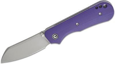 CIVC240552 Couteau CIVIVI Crabby Purple Lame Acier 14C28N Stonewashed Sheepsfoot, Manche G10 Bearing - Livraison Gratuite