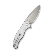 CIVC25037B1 — Couteau CIVIVI Vyrent Lame Acier Nitro-X7 Drop Point Stonewashed Manche Plaquettes G10 et Aluminium Foil Argenté Liner Lock Thumb Stud - Livraison Gratuite