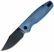 CMB21B Couteau CMB Made Knives Lucky | Lame Drop Point Acier 14C28N Blk | Manche Blue Micarta Liner Lock - Livraison Gratuite
