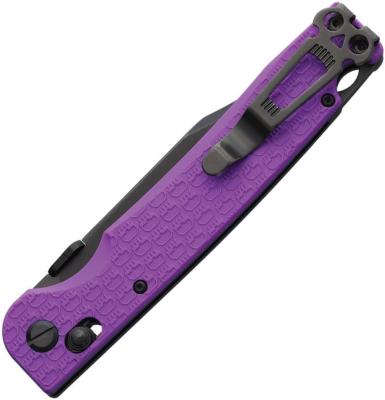 DGRPKFPRBW — Couteau Daggerr Knives Pike Crossbar Lock Lame Acier 8Cr14MoV Clip Point Black Stonewash Manche FRN Violet Thumb Disk - Livraison Gratuite