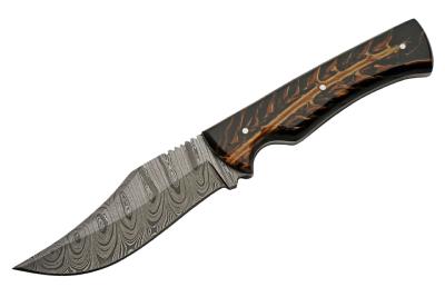 DM1327 Couteau Skinner Damas Great Pine Hunter Lame Acier Damas 256 Couches Etui Cuir - Livraison Gratuite