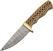 DM1388 Couteau Damas Celtic Band Hunter Lame 256 Couches Etui Cuir - Livraison Gratuite