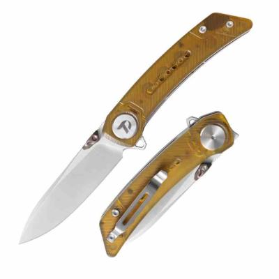 DTK3610PY Couteau Dreamtech – Couteau Pliant Lame Acier 14C28N Drop Point Linerlock Manche PEI Jaune – Livraison Gratuite