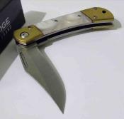 Lot de 3 EE10009MWP ElitEdge A/O Pearl | Lame Clip Point Acier 440C Satin | Manche Façon Nacre Linerlock - Livraison Gratuite