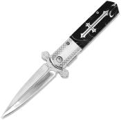 EE10A137BP ElitEdge Knight Warrior – Couteau pliant Linerlock Lame Acier 440C Satin Manche Marbled Synthetic - Livraison Gratuite
