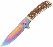  ERA2022RB Elk Ridge A/O | Lame Acier 3Cr13MoV Spectrum | Manche Imitation Bois de Cerf | Liner Lock - Livraison Gratuite