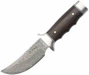 ERFIX116DM Couteau Fixe Elk Ridge Lame en Acier Damas Manche en Bois Brun Étui en Cuir - Livraison Gratuite