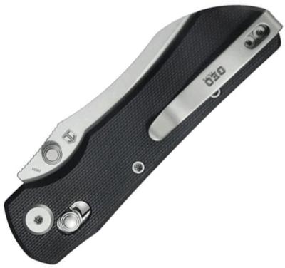 GEO2509E — Couteau GEO Knife Komodo Lame Acier Bohler M390 Sheepsfoot Stonewash Manche G10 Noir Crossbar Lock - Livraison Gratuite