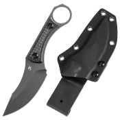 KG004A6 — Couteau Fixe Kansept Niko Lame Acier D2 TiNi Gris Clip Point Manche Canvas Micarta Noir Housse Kydex Noir Livraison Gratuite