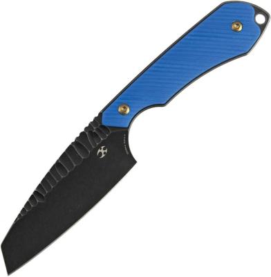 KG019A4 — Couteau Kansept Knives Valk Fixed Blade Lame Acier Nitro V Reverse Tanto BlackWash Manche G10 Bleu Étui Kydex - Livraison Gratuite