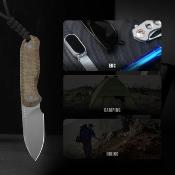 KI1094A1 Couteau Kizer Drop Bear Lame Drop Point Acier 14C28NL Manche Micarta Brown Etui Kydex - Livraison Gratuite