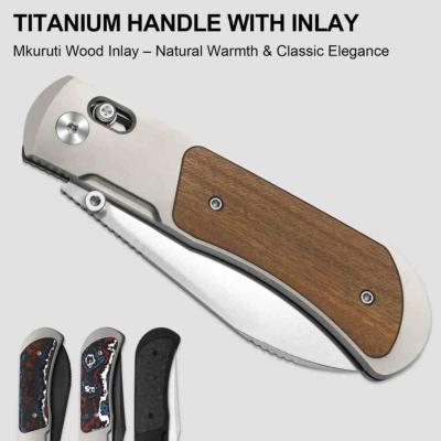 KI4761A1 Kizer Tycho – Couteau Pliant Lame Acier S45VN Manche Titane + Bois Mkuruti Frame Lock – Livraison Gratuite