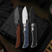 KI4763LDA3 Kizer Allure – Couteau pliant Liner Lock Lame Acier Damas Manche Black Titanium & Panama Rosewood - Livraison Gratuite