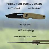 KIV3640A2 Couteau Kizer Dogfish | Lame Drop Point Acier Nitro-V Manche G10 Vert Olive  Button Lock - Livraison Gratuite