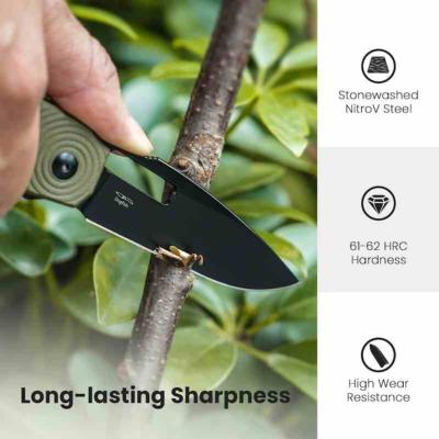 KIV3640A2 Couteau Kizer Dogfish | Lame Drop Point Acier Nitro-V Manche G10 Vert Olive  Button Lock - Livraison Gratuite