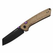 KIV3693BSA1 Couteau Kizer Madrac | Lame Acier 14C28N Black PVD Sheepsfoot | Manche Norplex Micarta Brown | Button Lock | Livraison Gratuite