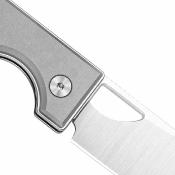 KIV3708A1 Couteau Kizer Little Ringbo | Lame Drop Point Acier AEB-L Satin | Manche Grey Aluminum Button Liner Lock - Livraison Gratuite