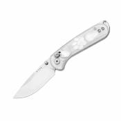 KIV3790A2 Couteau Pliant Kizer Buddy II | Lame Drop Point Acier AEB-L Satin | Manche Acrylic White Clutch Lock - Livraison Gratuite