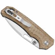 KIV3802BDA1 Couteau Kizer Outposter | Lame Acier Nitro-V | Manche Norplex UltreX Micarta Brown | Button Lock | Livraison Gratuite