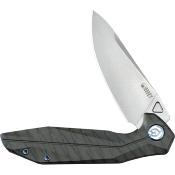 KUB235G — Couteau Kubey Nova Framelock Acier Sandvik 14C28N 58-60 HRC Bead Blast Drop-Point Manche Titane Flammé EDC Livraison Gratuite