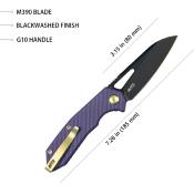 KUB291W Couteau KUBEY Vagrant Purple Lame Acier M390 Black IKBS - Livraison Gratuite