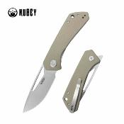 KUB331R Kubey Thalia – Couteau pliant Liner Lock Lame Acier 14C28N Stonewash Manche Tan G10 - Livraison Gratuite