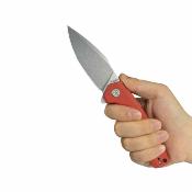KUB901V Kubey Calyce – Couteau Pliant EDC | Lame Drop Point Acier 14C28N | Manche G10 Rouge | Liner Lock | IKBS - Livraison Gratuite