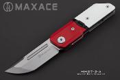 MAXMM272A Couteau Maxace Capsule II Lame Tanto Acier 10CR15COMOV Manche G-10 Rouge/Blanc Sécurité Liner Lock - Livraison Gratuite